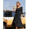 imageHomRain Womens Wedding Guest Dress Elegant Formal Cocktail Bell Sleeve Dress for Prom Homecoming Tea PartyBlack