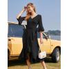 imageHomRain Womens Wedding Guest Dress Elegant Formal Cocktail Bell Sleeve Dress for Prom Homecoming Tea PartyBlack
