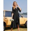 imageHomRain Womens Wedding Guest Dress Elegant Formal Cocktail Bell Sleeve Dress for Prom Homecoming Tea PartyBlack