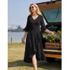 imageHomRain Womens Wedding Guest Dress Elegant Formal Cocktail Bell Sleeve Dress for Prom Homecoming Tea PartyBlack
