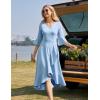 imageHomRain Womens Wedding Guest Dress Elegant Formal Cocktail Bell Sleeve Dress for Prom Homecoming Tea PartyBlue