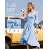 imageHomRain Womens Wedding Guest Dress Elegant Formal Cocktail Bell Sleeve Dress for Prom Homecoming Tea PartyBlue