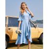 imageHomRain Womens Wedding Guest Dress Elegant Formal Cocktail Bell Sleeve Dress for Prom Homecoming Tea PartyBlue