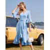 imageHomRain Womens Wedding Guest Dress Elegant Formal Cocktail Bell Sleeve Dress for Prom Homecoming Tea PartyBlue