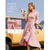 imageHomRain Womens Wedding Guest Dress Elegant Formal Cocktail Bell Sleeve Dress for Prom Homecoming Tea PartyBlush