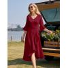 imageHomRain Womens Wedding Guest Dress Elegant Formal Cocktail Bell Sleeve Dress for Prom Homecoming Tea PartyBurgundy