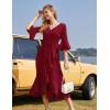 imageHomRain Womens Wedding Guest Dress Elegant Formal Cocktail Bell Sleeve Dress for Prom Homecoming Tea PartyBurgundy