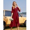 imageHomRain Womens Wedding Guest Dress Elegant Formal Cocktail Bell Sleeve Dress for Prom Homecoming Tea PartyBurgundy