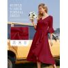 imageHomRain Womens Wedding Guest Dress Elegant Formal Cocktail Bell Sleeve Dress for Prom Homecoming Tea PartyBurgundy