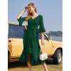 imageHomRain Womens Wedding Guest Dress Elegant Formal Cocktail Bell Sleeve Dress for Prom Homecoming Tea PartyDark Green
