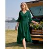 imageHomRain Womens Wedding Guest Dress Elegant Formal Cocktail Bell Sleeve Dress for Prom Homecoming Tea PartyDark Green