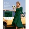imageHomRain Womens Wedding Guest Dress Elegant Formal Cocktail Bell Sleeve Dress for Prom Homecoming Tea PartyDark Green