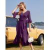 imageHomRain Womens Wedding Guest Dress Elegant Formal Cocktail Bell Sleeve Dress for Prom Homecoming Tea PartyGrape