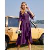 imageHomRain Womens Wedding Guest Dress Elegant Formal Cocktail Bell Sleeve Dress for Prom Homecoming Tea PartyGrape