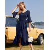 imageHomRain Womens Wedding Guest Dress Elegant Formal Cocktail Bell Sleeve Dress for Prom Homecoming Tea PartyNavy