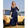 imageHomRain Womens Wedding Guest Dress Elegant Formal Cocktail Bell Sleeve Dress for Prom Homecoming Tea PartyNavy