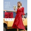 imageHomRain Womens Wedding Guest Dress Elegant Formal Cocktail Bell Sleeve Dress for Prom Homecoming Tea PartyRed