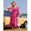 imageHomRain Womens Wedding Guest Dress Elegant Formal Cocktail Bell Sleeve Dress for Prom Homecoming Tea PartyRose
