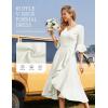 imageHomRain Womens Wedding Guest Dress Elegant Formal Cocktail Bell Sleeve Dress for Prom Homecoming Tea PartyWhite