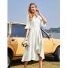 imageHomRain Womens Wedding Guest Dress Elegant Formal Cocktail Bell Sleeve Dress for Prom Homecoming Tea PartyWhite