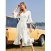 imageHomRain Womens Wedding Guest Dress Elegant Formal Cocktail Bell Sleeve Dress for Prom Homecoming Tea PartyWhite