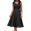 imageHomRain Chiffon Casual Beach Dresses for Women 2025 Summer Sleeveless Cocktail Ruffle Wedding Guest Midi Dress for ChurchBlack