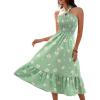 imageHomRain Summer Halter Dresses for Women 2025 Floral Maxi Dress with Sleeveless for Casual Flowy Boho Beach WeddingGreen White Daisy