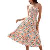 imageHomRain Summer Halter Dresses for Women 2025 Floral Maxi Dress with Sleeveless for Casual Flowy Boho Beach WeddingOrange Blue Flower