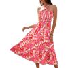imageHomRain Summer Halter Dresses for Women 2025 Floral Maxi Dress with Sleeveless for Casual Flowy Boho Beach WeddingRed Pink Flower
