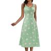 imageHomRain Sun Dresses for Women 2025 Vacation Summer Wedding Floral Boho Maxi Dress Spaghetti Strap A Line Casual BeachGreen White Daisy