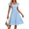 imageHomRain Womens Casual Wedding Dresses for Summer 2025 Vintage Graduation Square Neck Cocktail Beach Dress for Tea PartyBlue