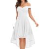 imageHomRain Womens Elegant Floral Lace Dress Off The Shoulder High Low Hem Dresses for Wedding for Cocktail for PartyHi Lowwhite
