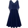 imageHomRain Womens Sleeveless Cape Dress with Chiffon Overlay Cocktail Formal Wedding Guest DressNavy