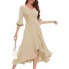 imageHomRain Womens Wedding Guest Dress Elegant Formal Cocktail Bell Sleeve Dress for Prom Homecoming Tea PartyChampagne