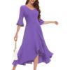 imageHomRain Womens Wedding Guest Dress Elegant Formal Cocktail Bell Sleeve Dress for Prom Homecoming Tea PartyLavender