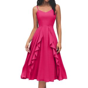 imageHomRain Womens Cocktail Tea Party Beach Dresses Formal Graduation Wedding Guest Chiffon Summer Evening Elegant Dress 2025Rose