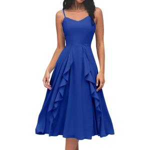 imageHomRain Womens Cocktail Tea Party Beach Dresses Formal Graduation Wedding Guest Chiffon Summer Evening Elegant Dress 2025Royalblue