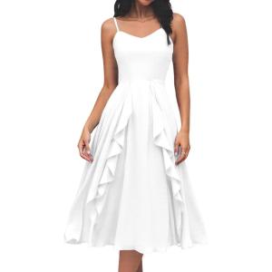 imageHomRain Womens Cocktail Tea Party Beach Dresses Formal Graduation Wedding Guest Chiffon Summer Evening Elegant Dress 2025White