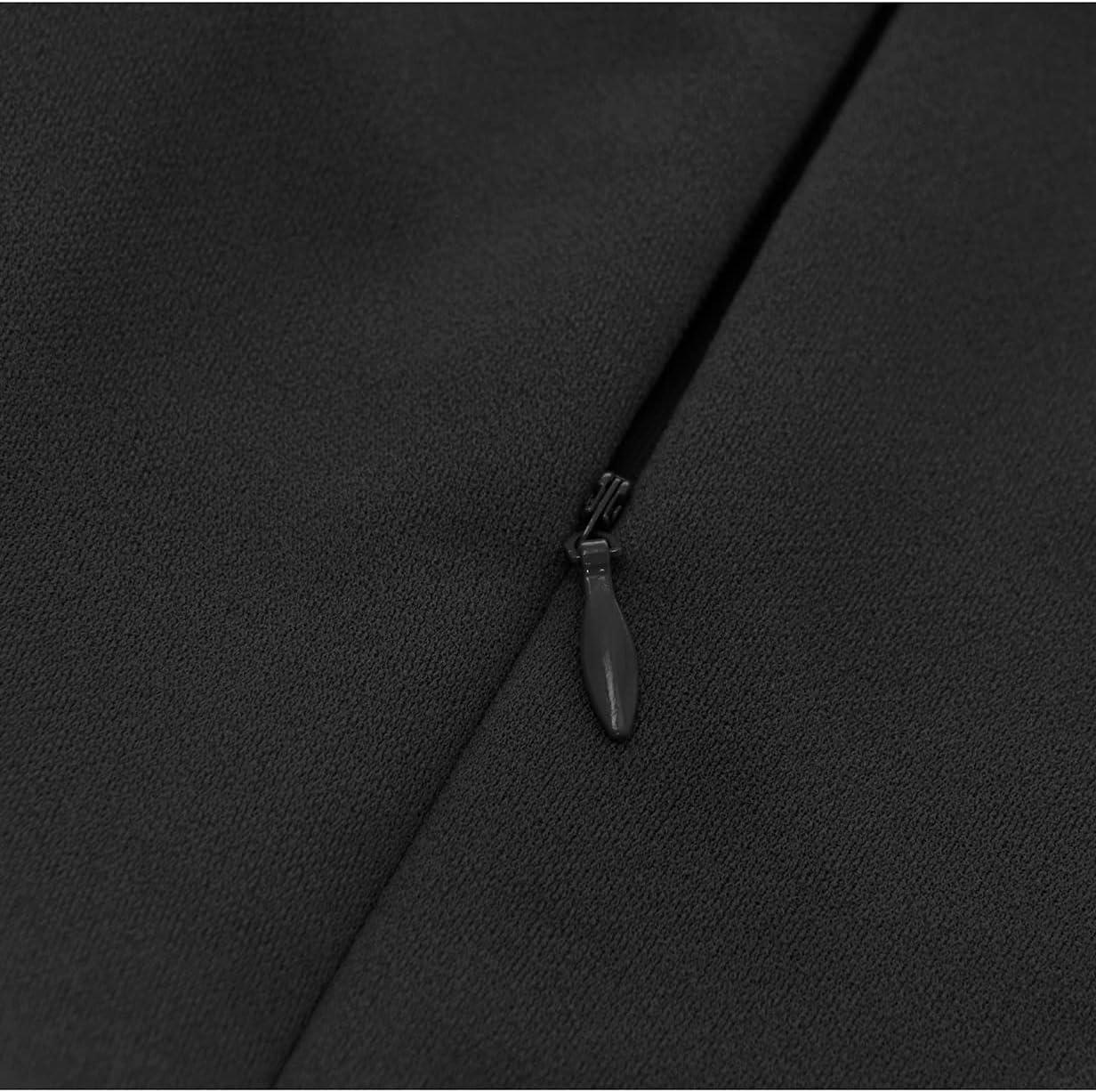 imageHomRain Wedding Guest Dresses for Women Vintage Short Sleeves Casual Fit and Flare Cocktail Formal Dress for Tea PartyBlack