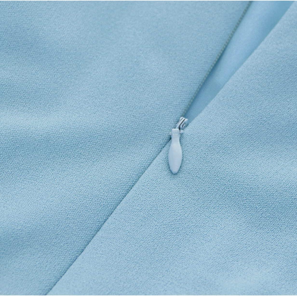 imageHomRain Wedding Guest Dresses for Women Vintage Short Sleeves Casual Fit and Flare Cocktail Formal Dress for Tea PartyBlue