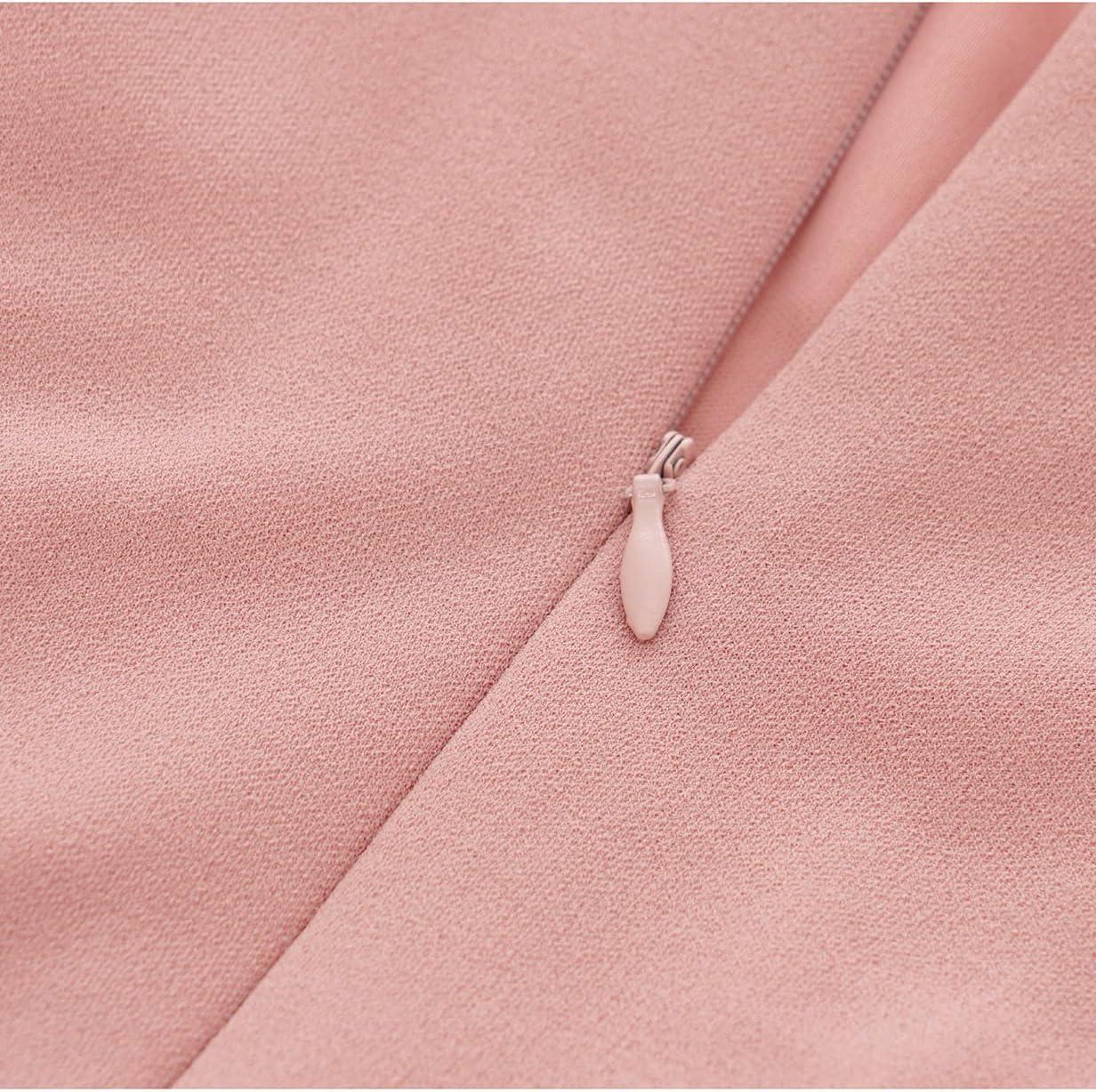 imageHomRain Wedding Guest Dresses for Women Vintage Short Sleeves Casual Fit and Flare Cocktail Formal Dress for Tea PartyBlush