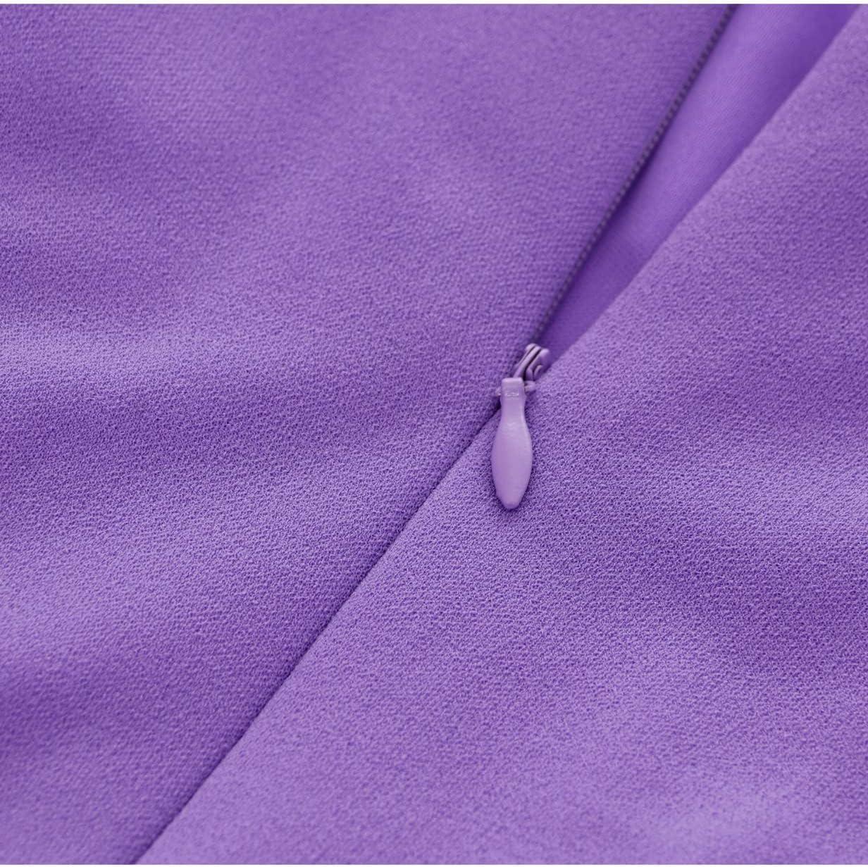imageHomRain Wedding Guest Dresses for Women Vintage Short Sleeves Casual Fit and Flare Cocktail Formal Dress for Tea PartyLavender