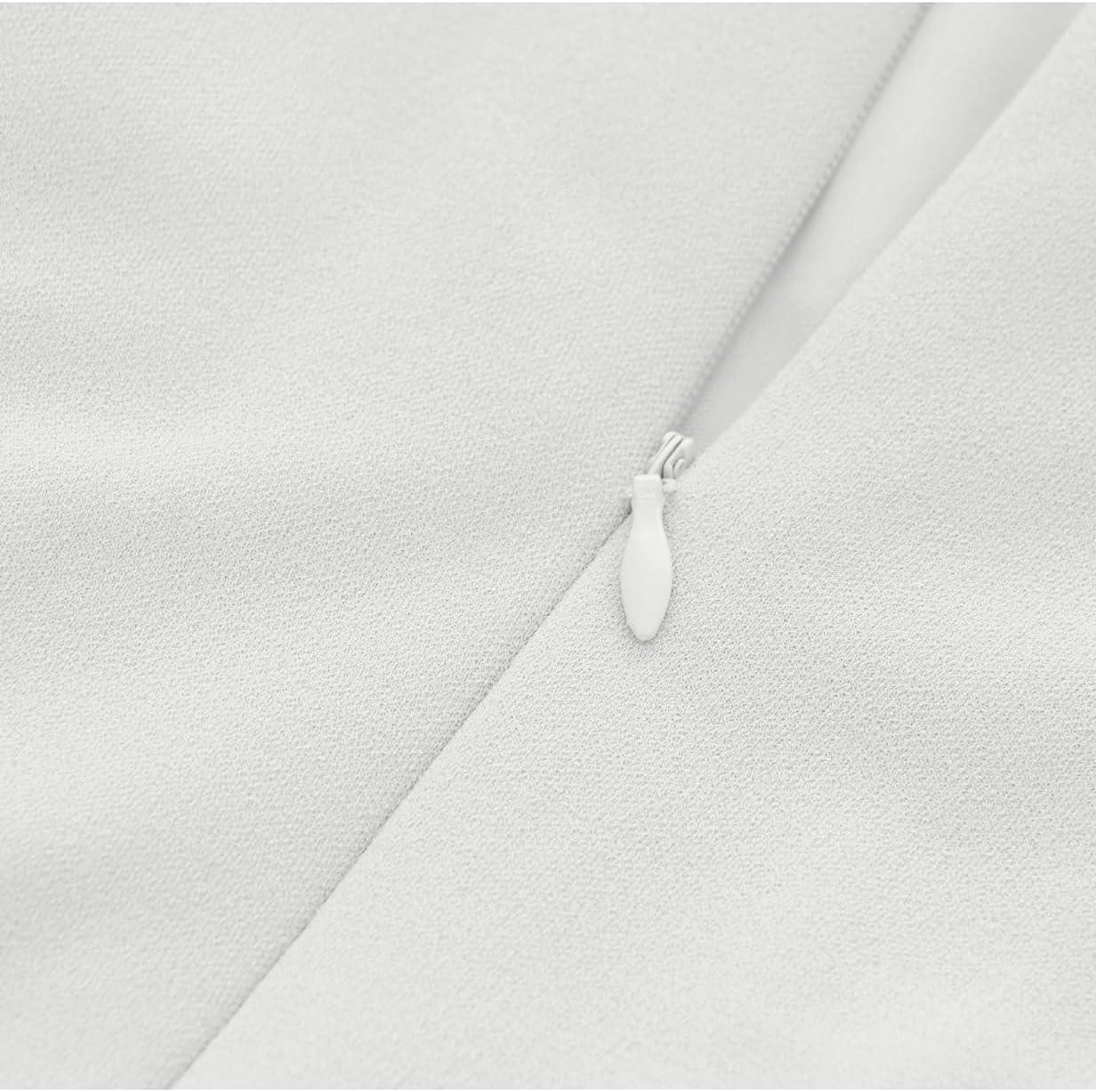 imageHomRain Wedding Guest Dresses for Women Vintage Short Sleeves Casual Fit and Flare Cocktail Formal Dress for Tea PartyWhite