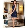 imageHomRain Glitter Sparkle V Neck Cocktail Dress for Women 2025 A Line Backless Halter Sequin Homecoming Evening Party DressesNavy