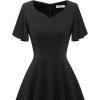 imageHomRain Wedding Guest Dresses for Women Vintage Short Sleeves Casual Fit and Flare Cocktail Formal Dress for Tea PartyBlack