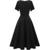imageHomRain Wedding Guest Dresses for Women Vintage Short Sleeves Casual Fit and Flare Cocktail Formal Dress for Tea PartyBlack