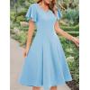 imageHomRain Wedding Guest Dresses for Women Vintage Short Sleeves Casual Fit and Flare Cocktail Formal Dress for Tea PartyBlue