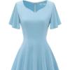imageHomRain Wedding Guest Dresses for Women Vintage Short Sleeves Casual Fit and Flare Cocktail Formal Dress for Tea PartyBlue