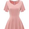 imageHomRain Wedding Guest Dresses for Women Vintage Short Sleeves Casual Fit and Flare Cocktail Formal Dress for Tea PartyBlush