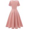 imageHomRain Wedding Guest Dresses for Women Vintage Short Sleeves Casual Fit and Flare Cocktail Formal Dress for Tea PartyBlush